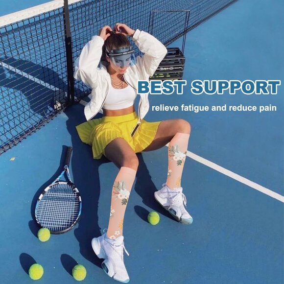 Women's Multi Color 6 Pairs Compression Socks 15-20mmhg Compression Stockings - Picture 4 of 6